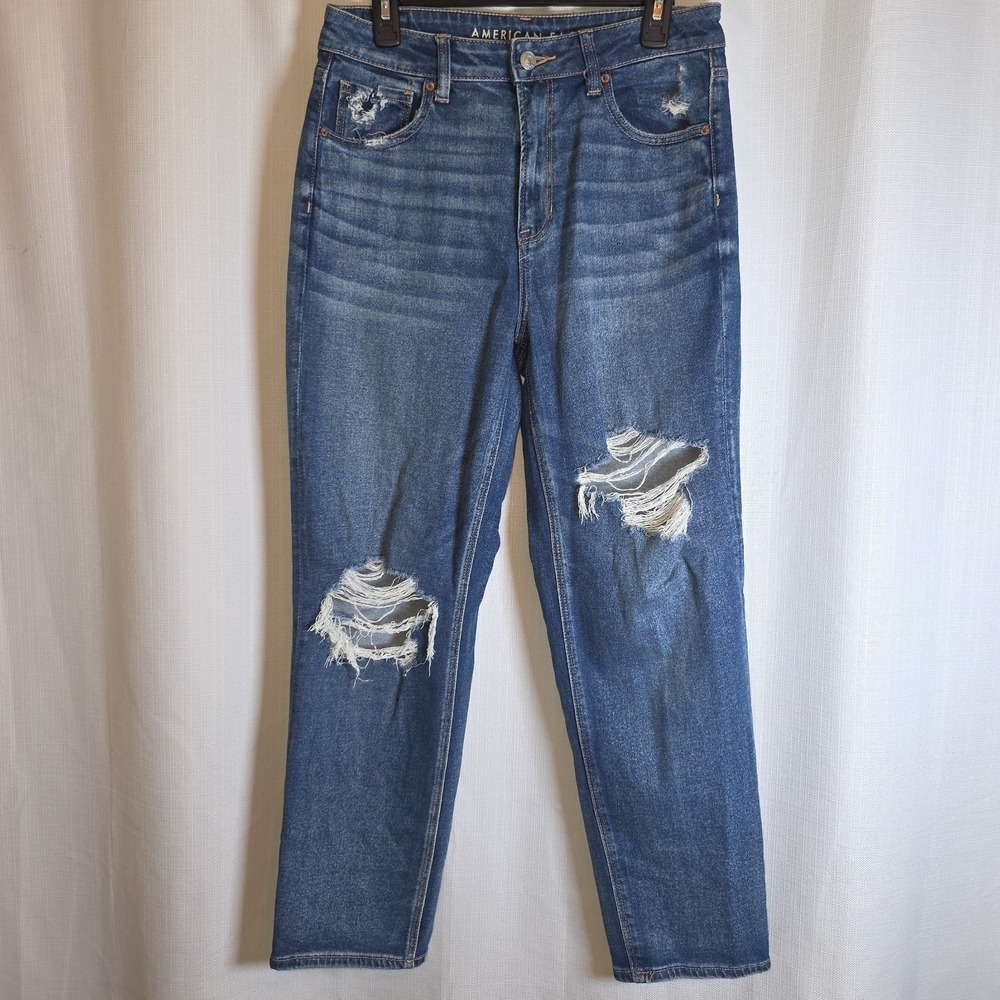 American Eagle Mom Straight Jeans distressed women's size 10R
